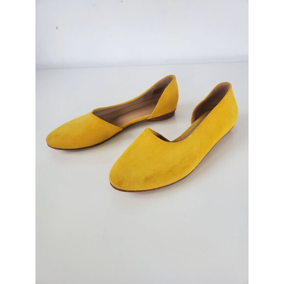 Tony Blanco Anthropologie Mustard Yellow Flats Size 40 US 9.5 - 10 Suede Shoes - Picture 1 of 15